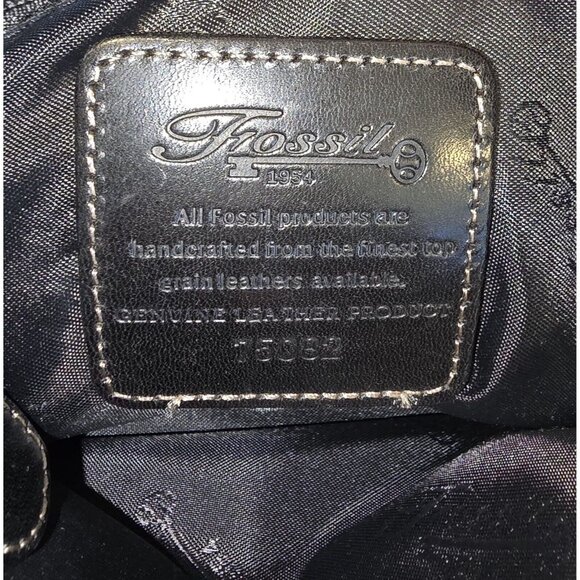 Fossil Tweed Bag Black/Brown Purse Detachable Shoulder Strap Included authentic - Picture 7 of 11